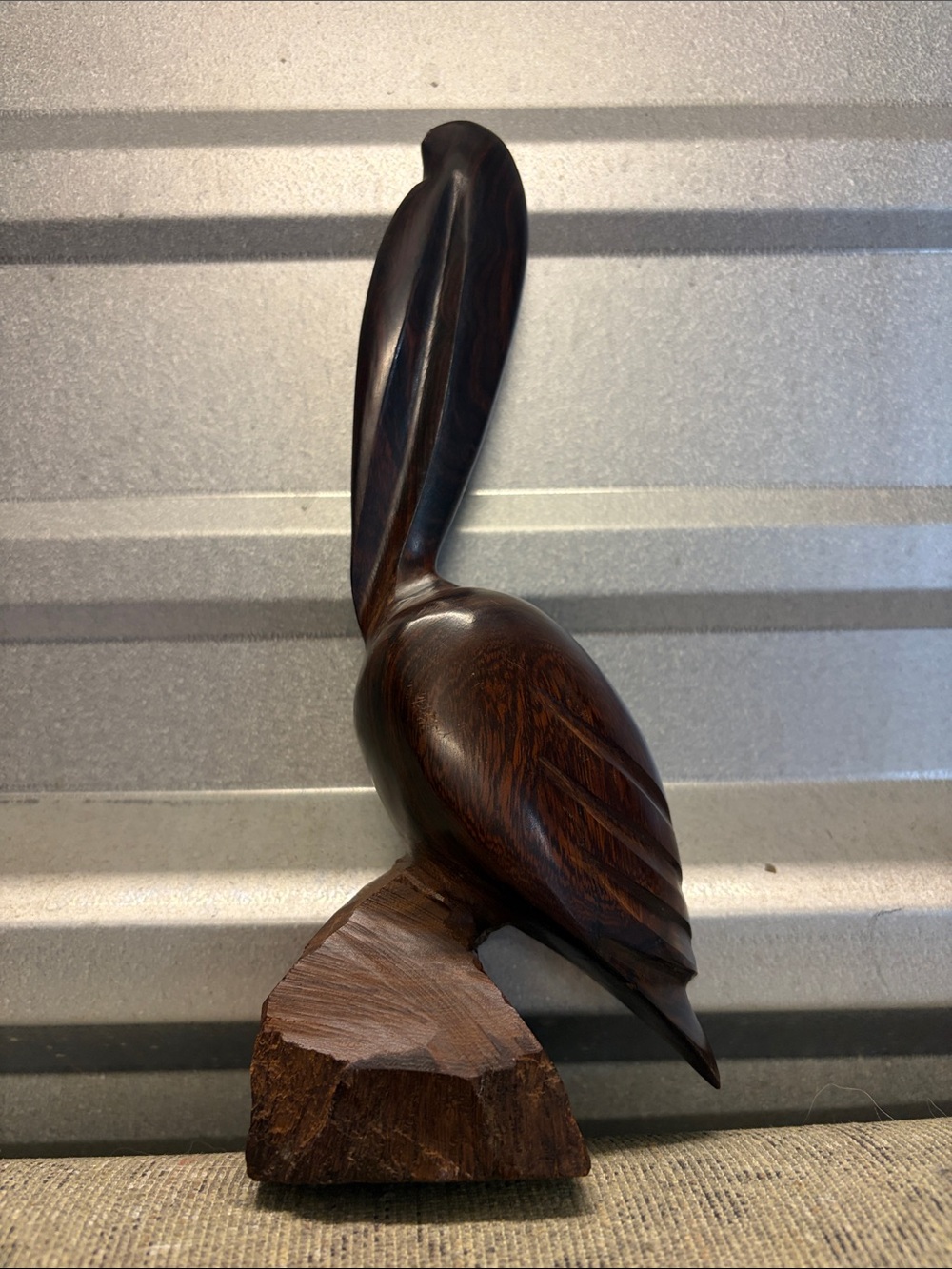 Vintage mcm hand carved ironwood pelican
